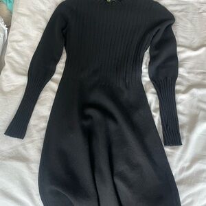 Club Monaco Wool Black Long Sleeve Dress